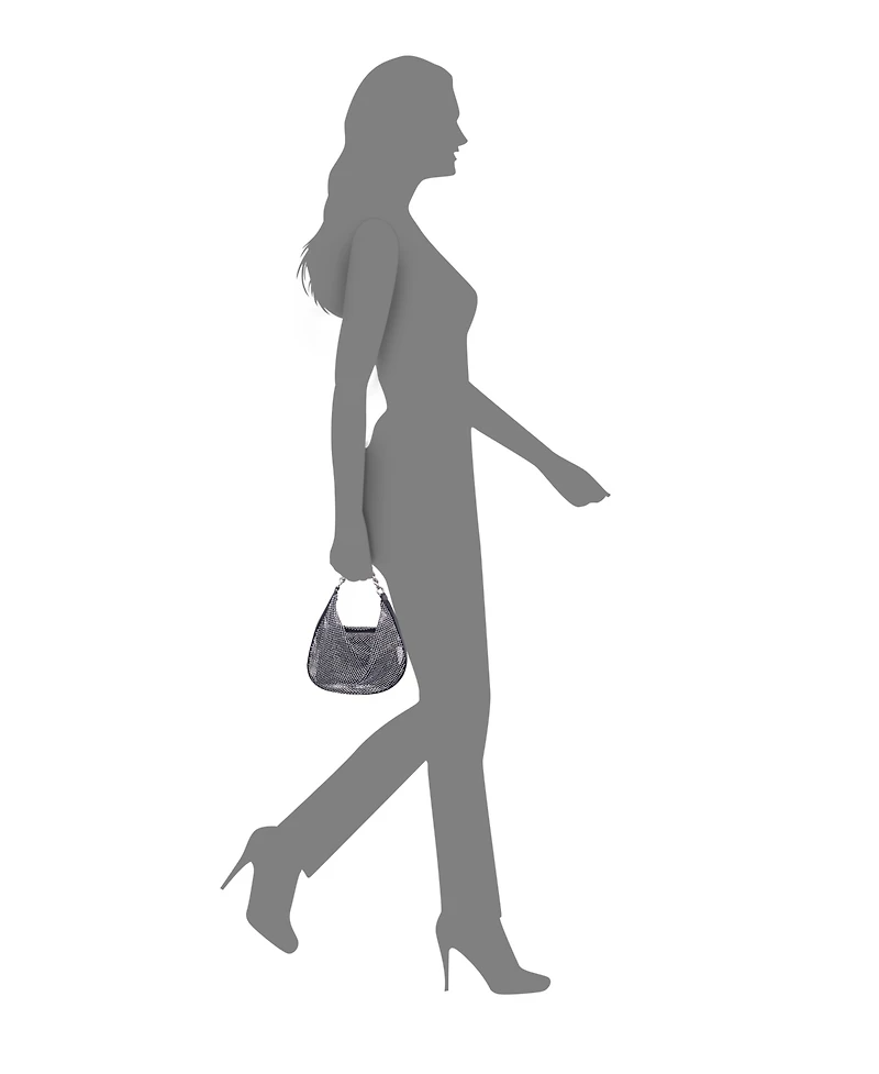 Nina Crystal Mesh Zipper Hobo Bag