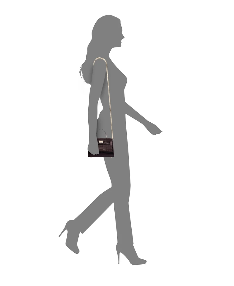 Nina Mini Croco Embossed Magnetic Snap Satchel Bag