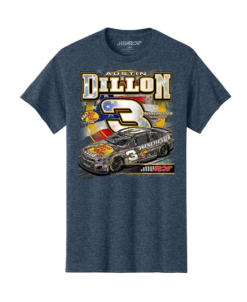 Richard Childress Racing Team Collection Men's Heather Navy Austin Dillon Bass Pro Shops Flag T-Shirt