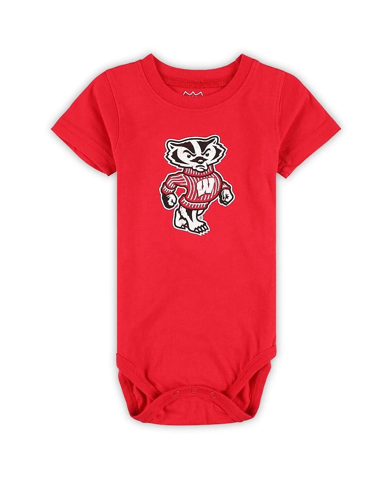 Wes & Willy Baby Boys and Girls 3-Pack Wisconsin Badgers Bodysuit Set