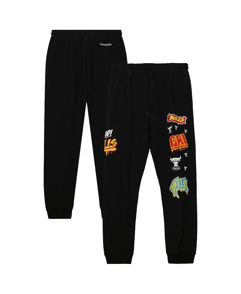 Mitchell & Ness Men's Black Chicago Bulls Slap Sticker Sweatpants