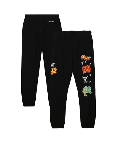 Mitchell & Ness Men's Black Chicago Bulls Slap Sticker Sweatpants