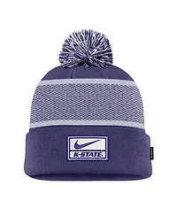 Nike Big Boys and Girls Purple Kansas State Wildcats 2024 Sideline Peak Cuffed Pom with Knit Hat