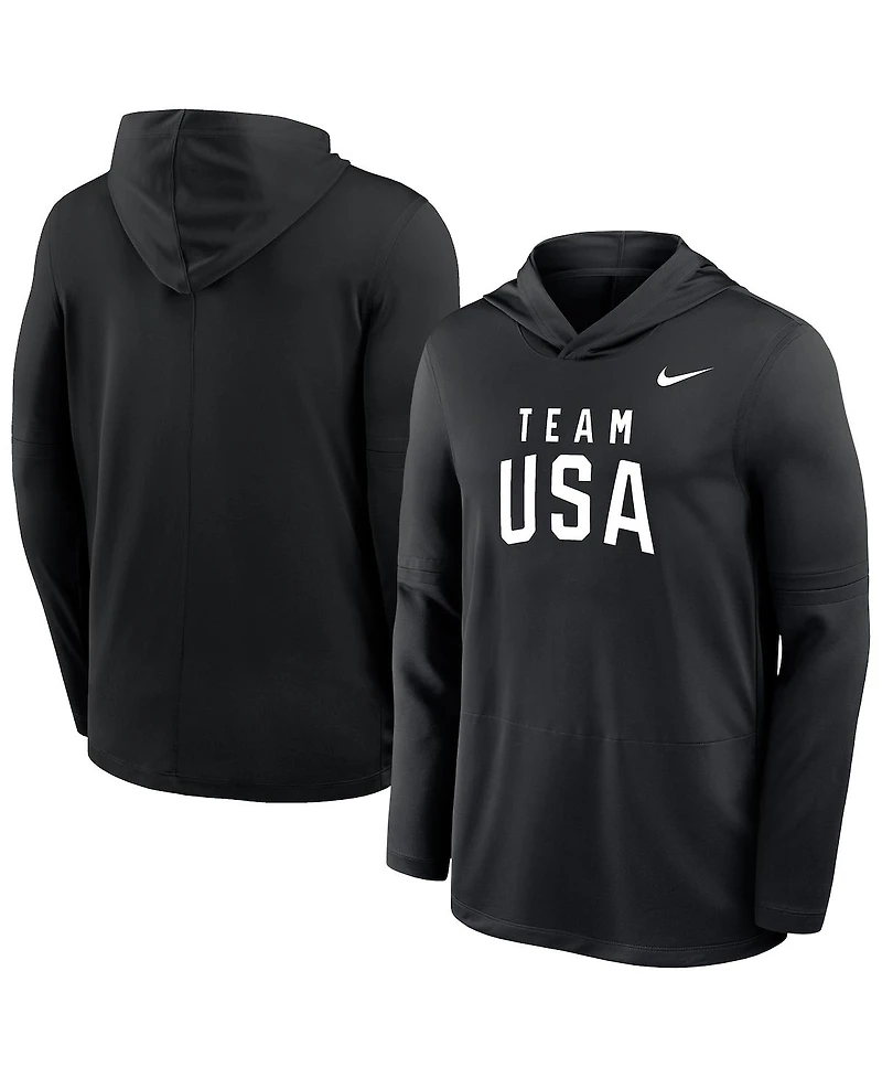 Nike Men's Black Lightweight Dri-fit Long Sleeve Hoodie T-Shirt