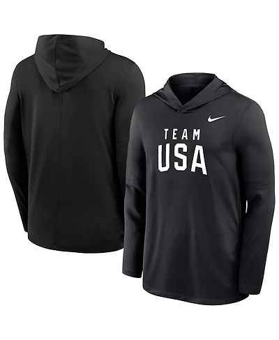Nike Men's Black Lightweight Dri-fit Long Sleeve Hoodie T-Shirt