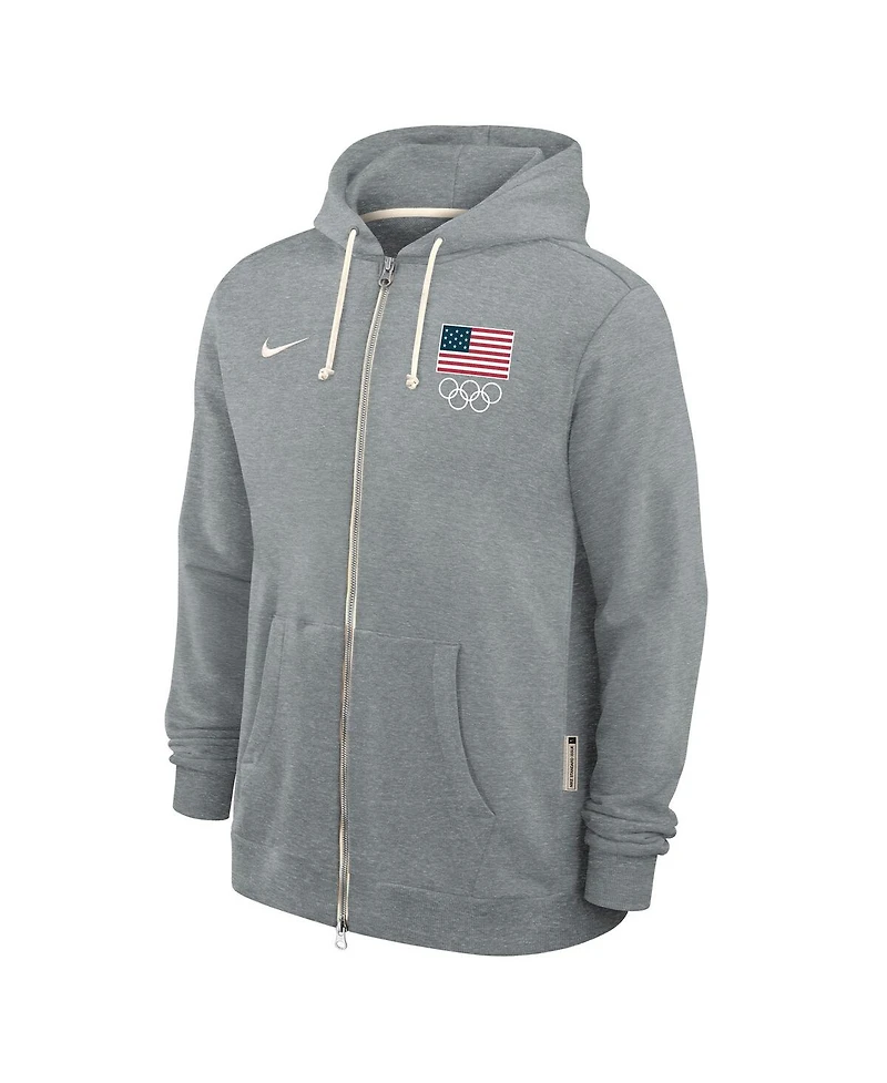 Nike Men's Heather Gray Standard Issue Dri-fit Full-Zip Hoodie