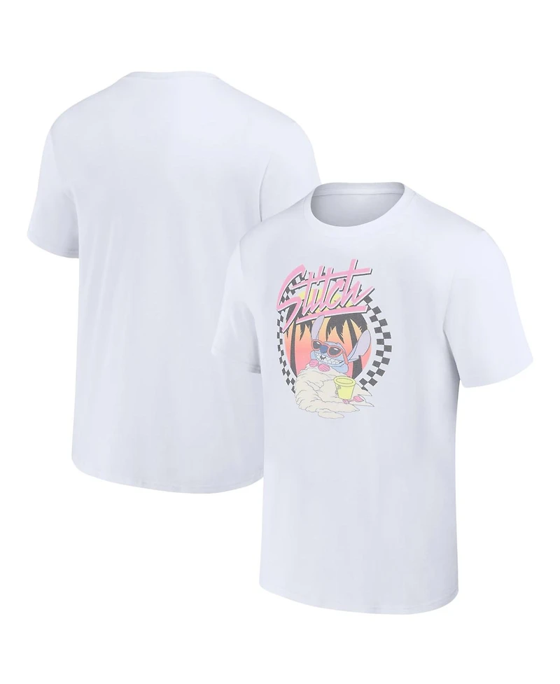 Mad Engine Men's and Women's White Lilo Stitch Sunset T-Shirt