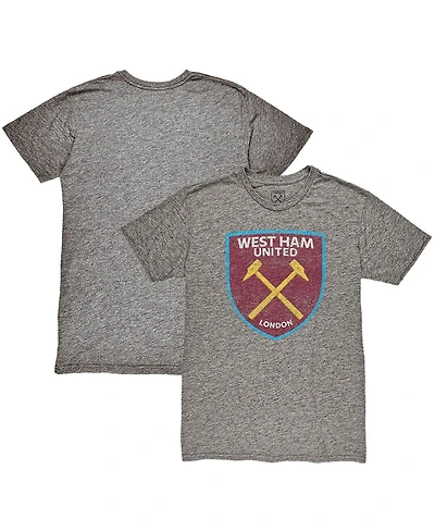 1863FC Men's Heather Gray West Ham United Color Crest Twisted Tri-Blend Slub T-Shirt