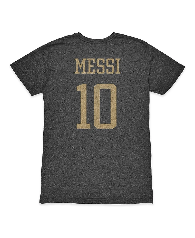 1863FC Men's Lionel Messi Heather Black Argentina National Team Player Retro Tri-Blend T-Shirt