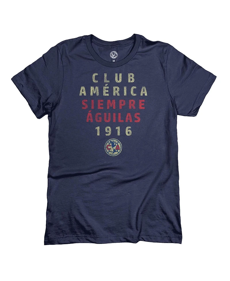 1863FC Men's Navy Club America Tapered Text T-Shirt