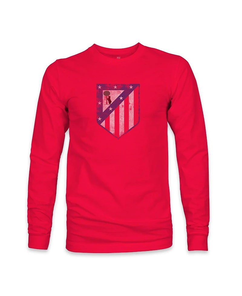 1863FC Men's Red Atletico de Madrid Color Badge Long Sleeve T-Shirt