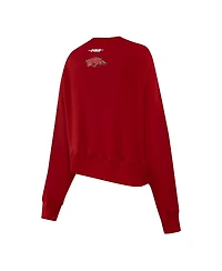 Pro Standard Women's Cardinal Arkansas Razorbacks Sequin Boxy Cropped Pullover Sweatshirt