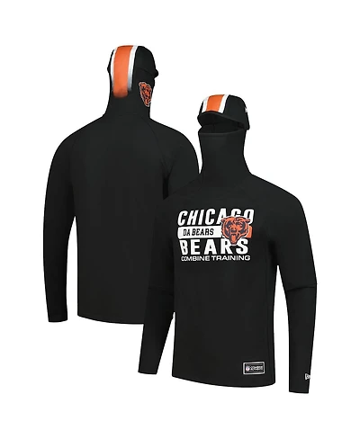 New Era Men's Black Chicago Bears Functional Fandom Balaclava Helmet Stripe Tri-Blend Hoodie