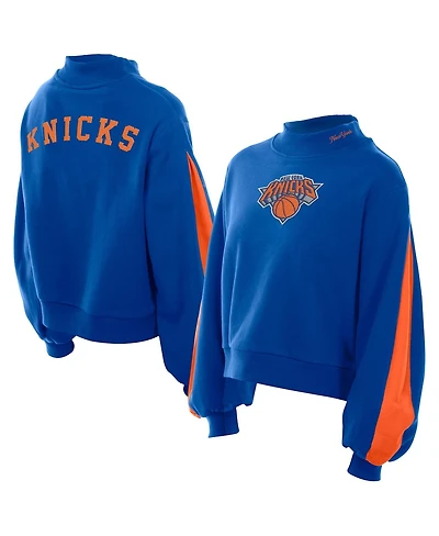 New Era Women's Blue York Knicks Sport Night Balloon Sleeves Sweatshirt