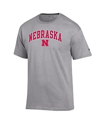 Champion Men's Heather Gray Nebraska Huskers Arch Over Logo T-Shirt