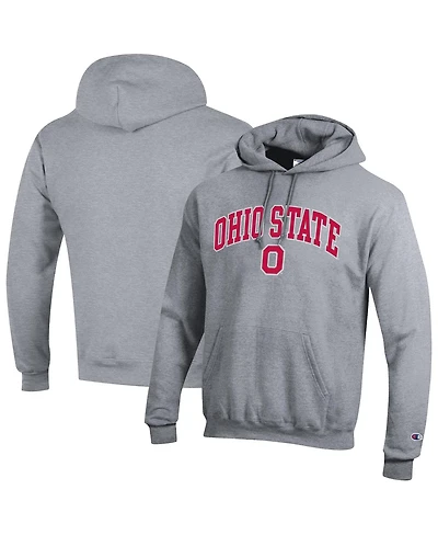 Champion Men's Heather Gray Ohio State Buckeyes Arched Logo Fleece Pullover Hoodie