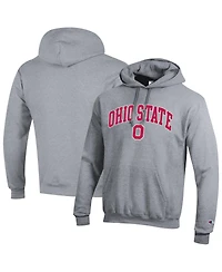 Champion Men's Heather Gray Ohio State Buckeyes Arched Logo Fleece Pullover Hoodie