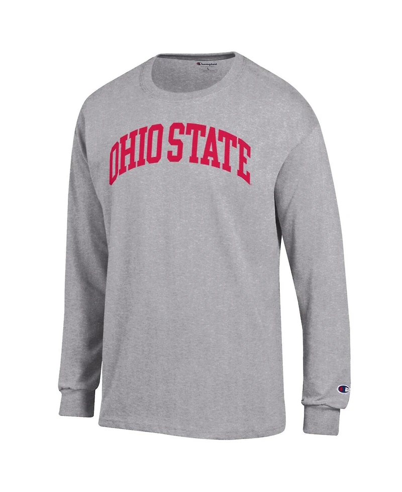 Champion Men's Heather Gray Ohio State Buckeyes Basic Arch Long Sleeve T-Shirt