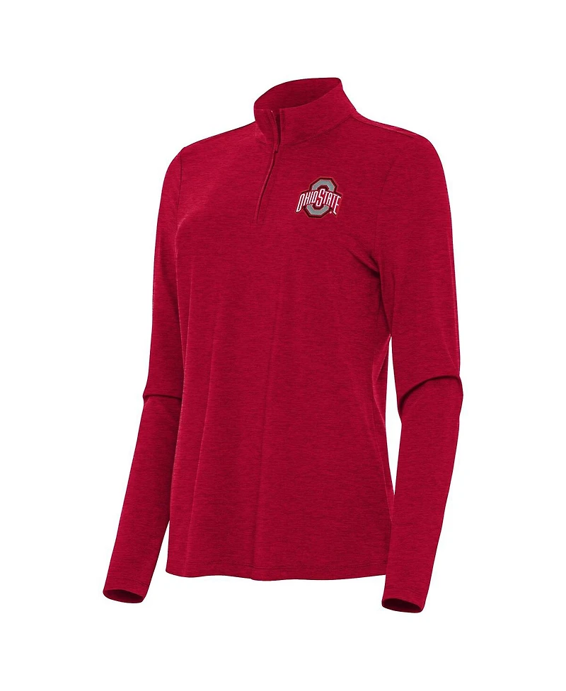 Antigua Women's Heather Scarlet Ohio State Buckeyes Bright Quarter-Zip Top