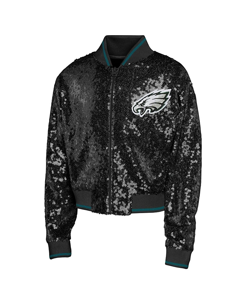 Outerstuff Big Boys and Girls Black Philadelphia Eagles Glam Squad Sequin Jacket