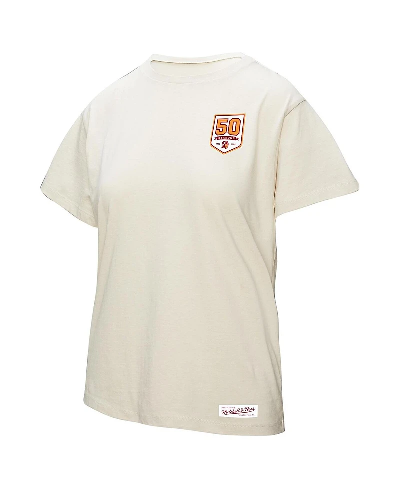 Mitchell & Ness Women's Cream Tampa Bay Buccaneers 50th Season Pirate Oversized Boyfriend T-Shirt