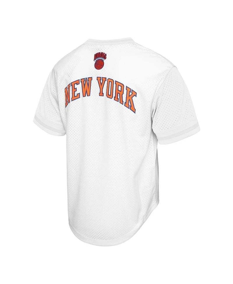 Mitchell & Ness Men's White New York Knicks Hardwood Classics Batting Practice Mesh Jersey T-Shirt