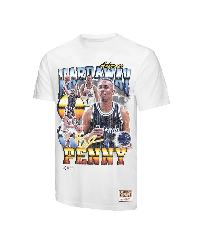 Mitchell & Ness Men's Penny Hardaway White Orlando Magic Hardwood Classics Commemorative Player Collage T-Shirt