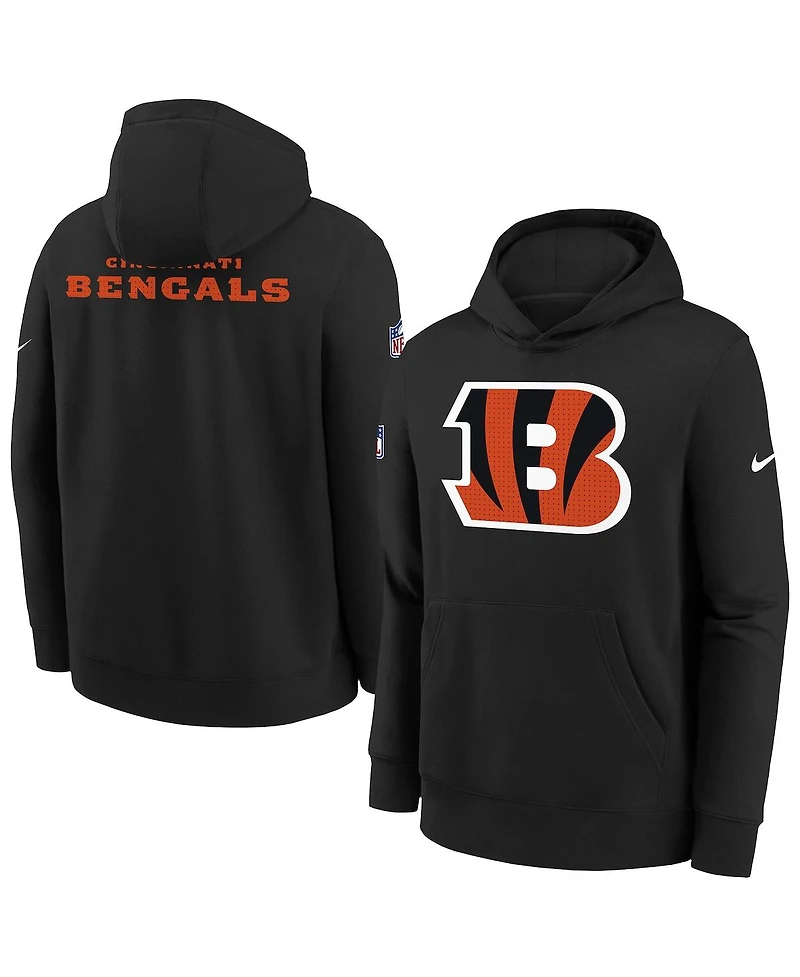 Nike Big Boys and Girls Black Cincinnati Bengals Sideline Club Fleece Hoodie