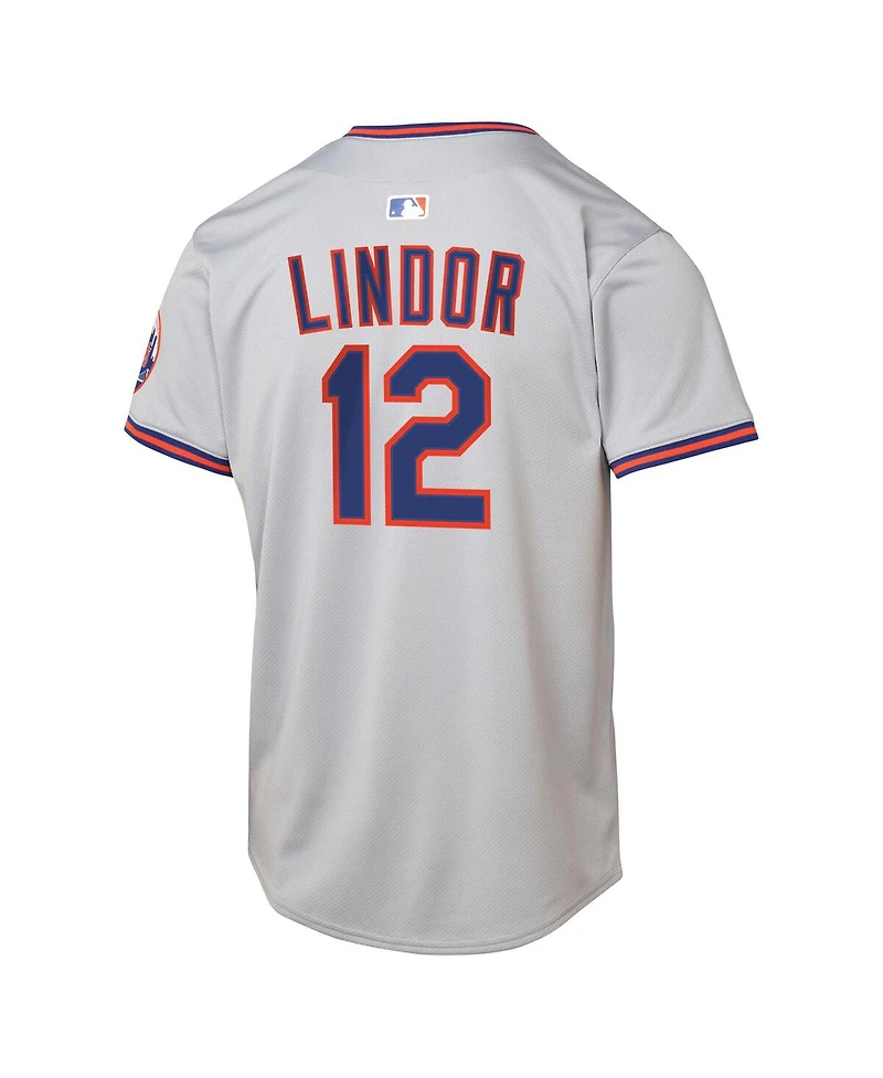 Nike Big Boys and Girls Francisco Lindor Gray New York Mets Road Limited Jersey