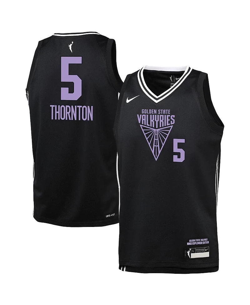 Nike Big Boys and Girls Kayla Thornton Eclipse Black Golden State Valkyries Explorer Edition Victory Player Jersey