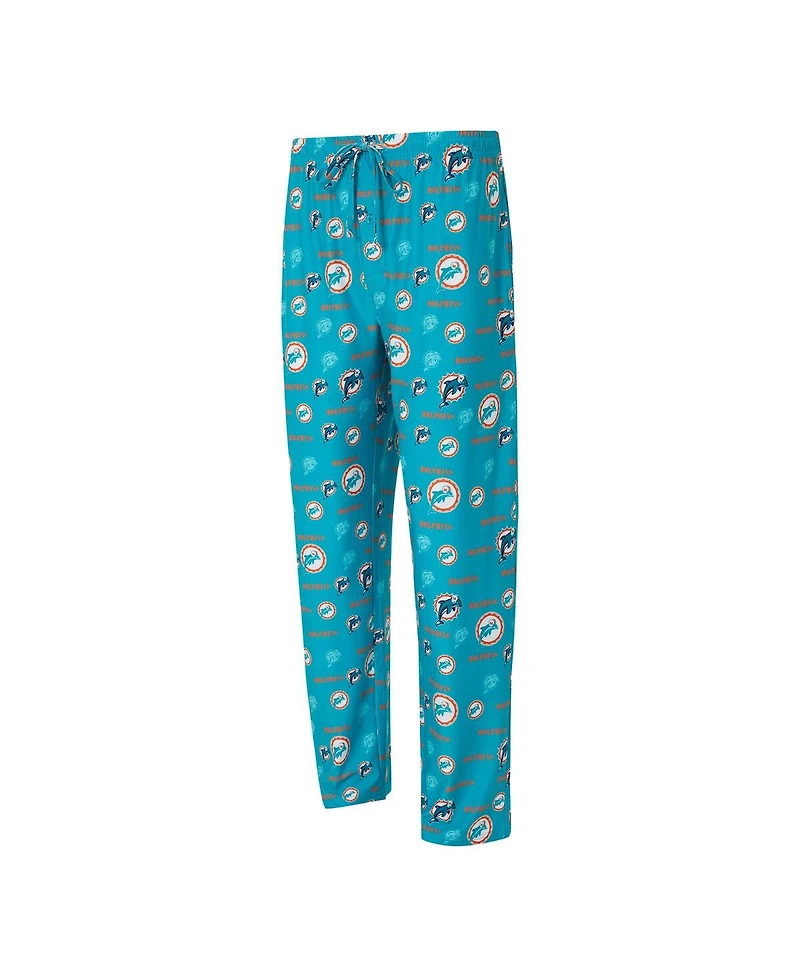Concepts Sport Men's Aqua Miami Dolphins Retro Mosaic Allover Print Knit Pants
