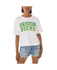 Gameday Couture Women's White Oregon Ducks Claim to Fame Boxy Cropped T-Shirt