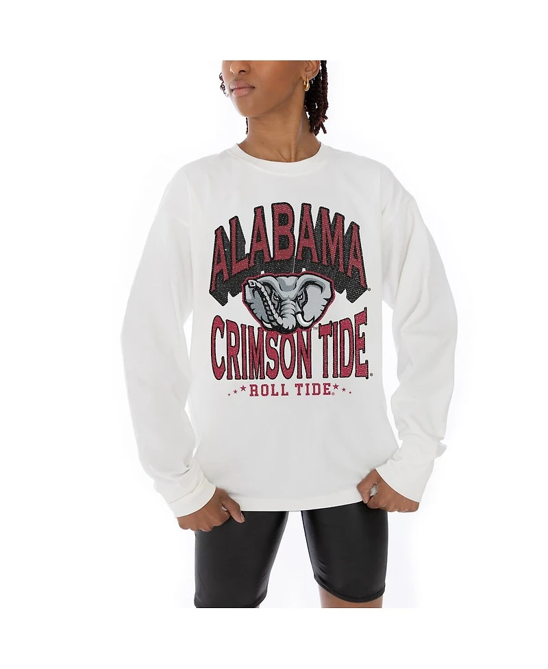 Gameday Couture Women's White Alabama Crimson Tide Midweight Oversized Long Sleeve T-Shirt