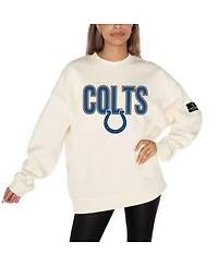 Gameday Couture Women's Cream Indianapolis Colts Premium Fleece Oversized Drop Shoulder Pullover Sweatshirt