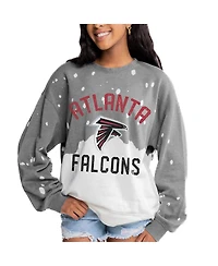 Gameday Couture Women's Gray Atlanta Falcons Oversized Coin Toss Faded French Terry Tri-Blend Pullover Sweatshirt