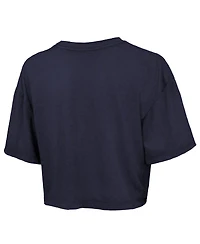 Majestic Women's Navy Minnesota Lynx Chalk Stripe Boxy Crop Top