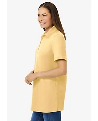 Woman Within Women's Perfect Short-Sleeve Polo Shirt