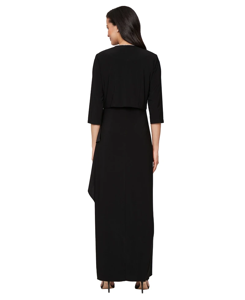 Alex Evenings Women's Matte Jersey Long Jacket Dress