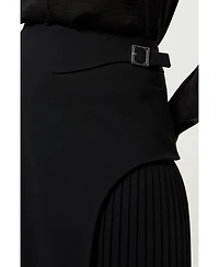 Buckle Detail Pleated Mini Skirt