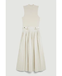 Karen Millen Pu Detailing Sleeveless Midi Dress
