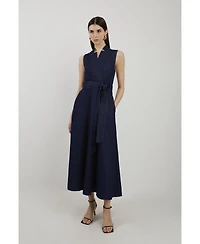 Karen Millen Women's Belted Denim Midi Dress