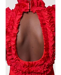 Karen Millen Women's Woven Rosette Crop Detail Top