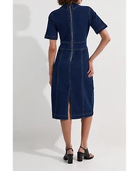 Karen Millen Women's Trim Collared Denim Midi Dress