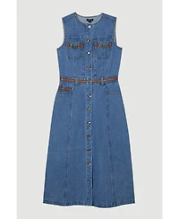 Karen Millen Women's Sleeveless Denim Midi Dress