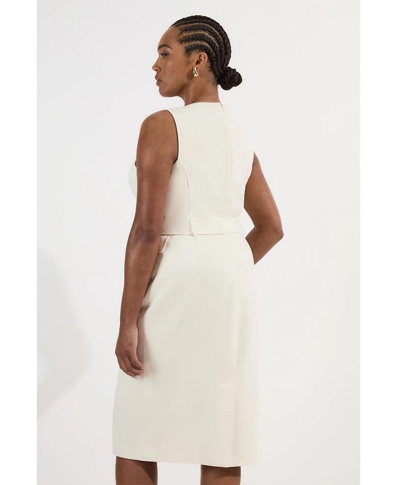 Karen Millen Women's Essential Belted Tailored Midi Dress