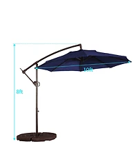 10ft Patio Umbrella, Outdoor Offset Cantilever Infinite Tilt, Crank and Cross Base, Navy