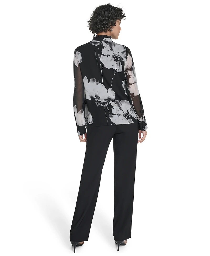 Calvin Klein Women's Long Sleeve Ruffle Blouse