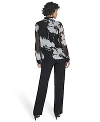 Calvin Klein Women's Long Sleeve Ruffle Blouse