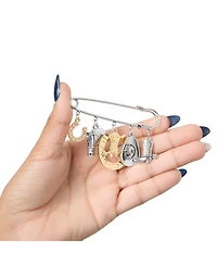 Jessica Simpson Mixed Metal Rodeo Charm Safety Pin Brooch