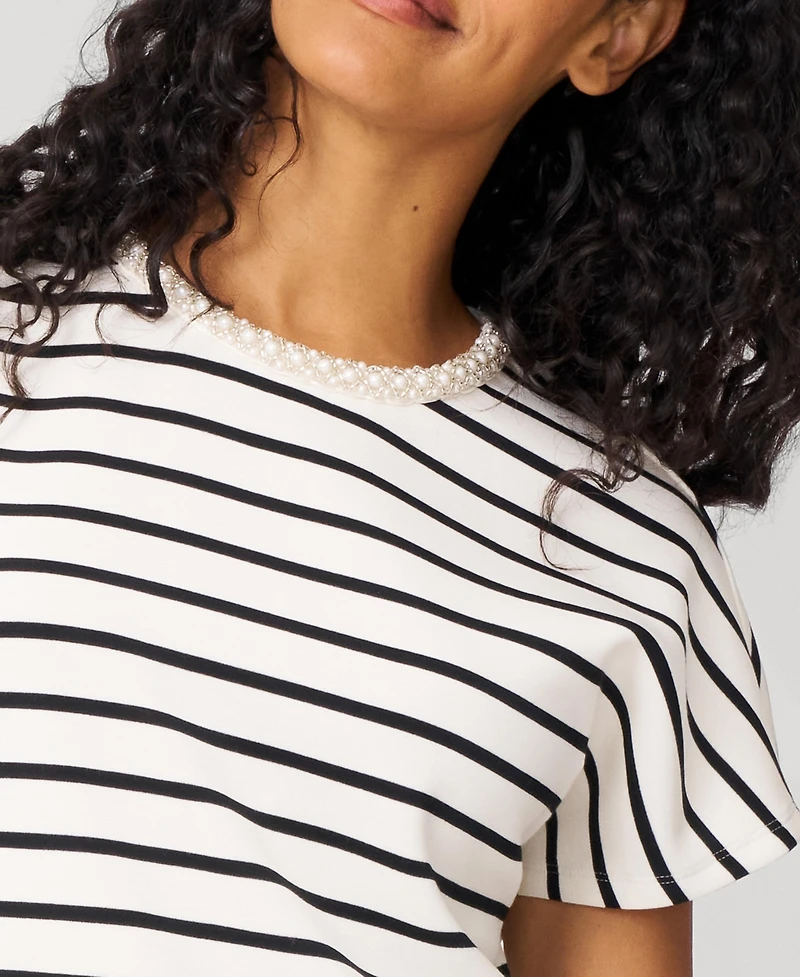 Cable & Gauge Women's Striped Crewneck Relaxed Tee